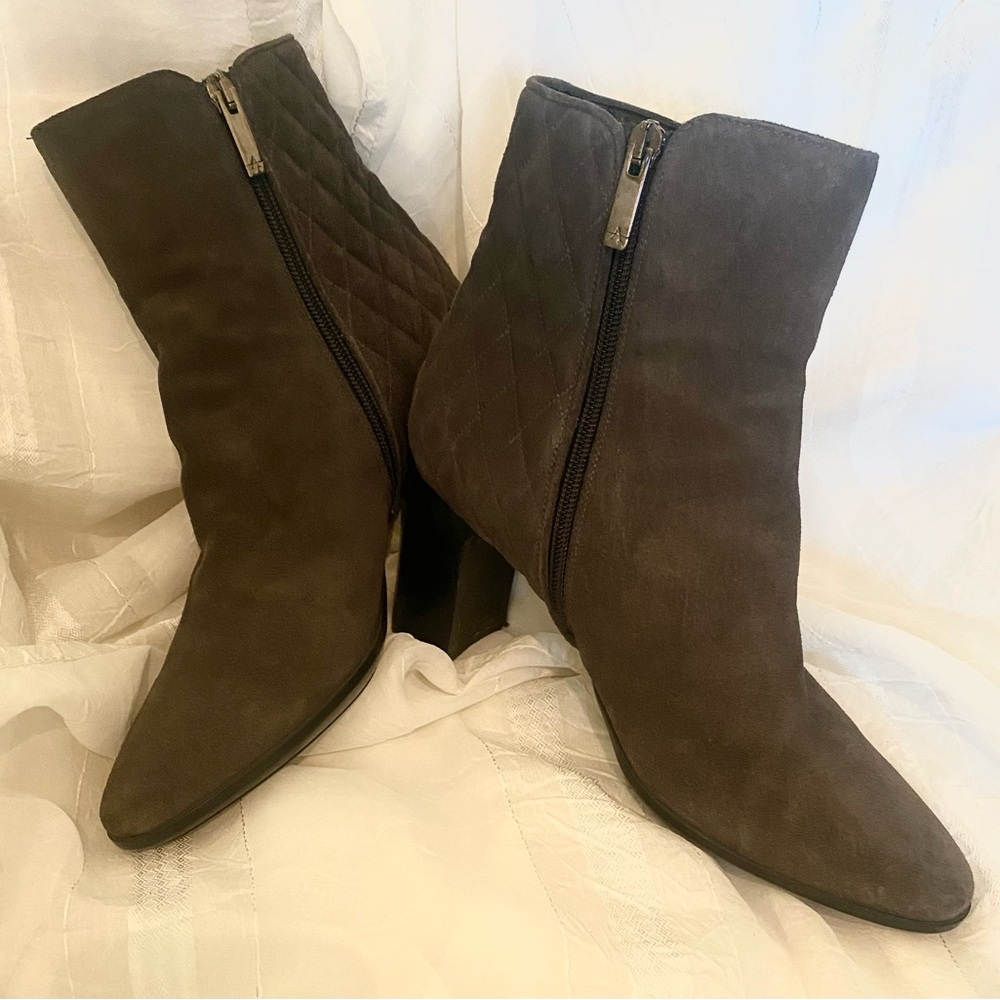 Aquatalia Gray Suede Leather Ankle Boots